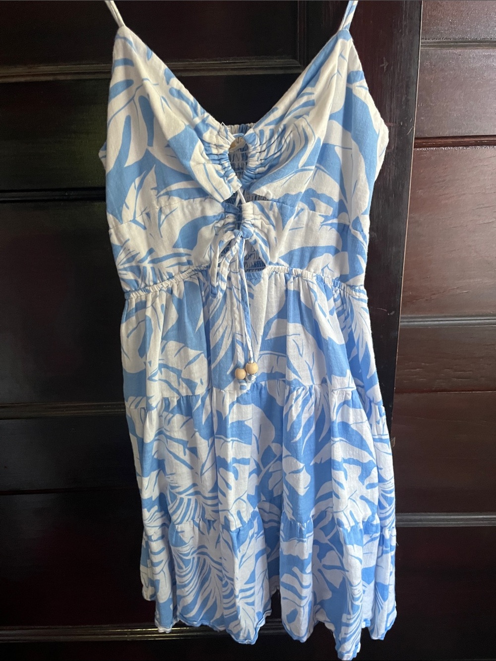 Ocean Drive Blue and White Tropical Print Sundress